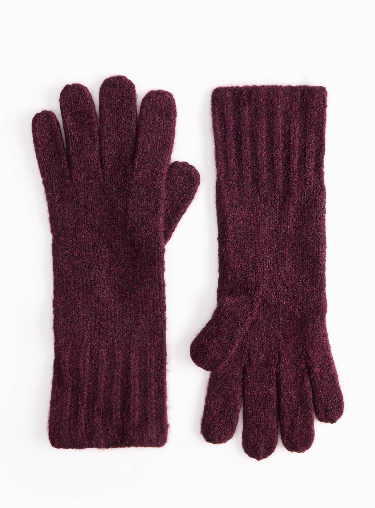 Burgundy Knitted Gloves One Size - Image 1